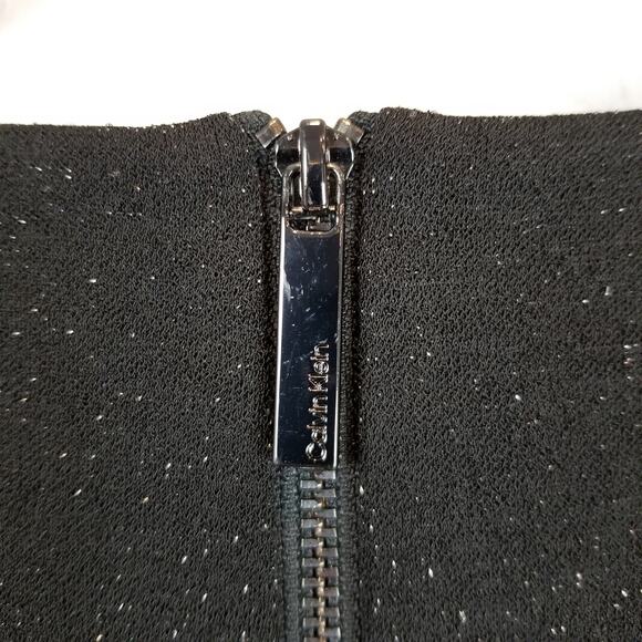 Calvin Klein Women's Stretch Knit Short Sleeve Black Glitter Faux Wrap Dress 4 - Picture 8 of 10